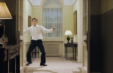 Hugh Grant dancing in the movie Love Actually