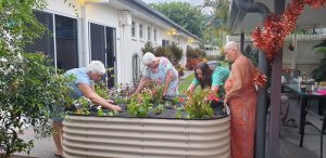 Residents gardening at the lodge